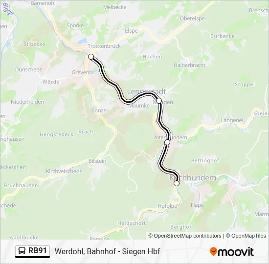 RB91 Bus Line Map