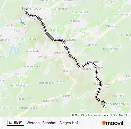 RB91 Bus Line Map