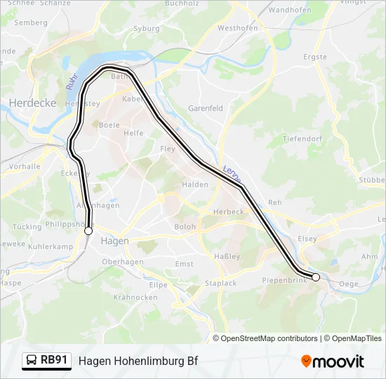 RB91 Bus Line Map
