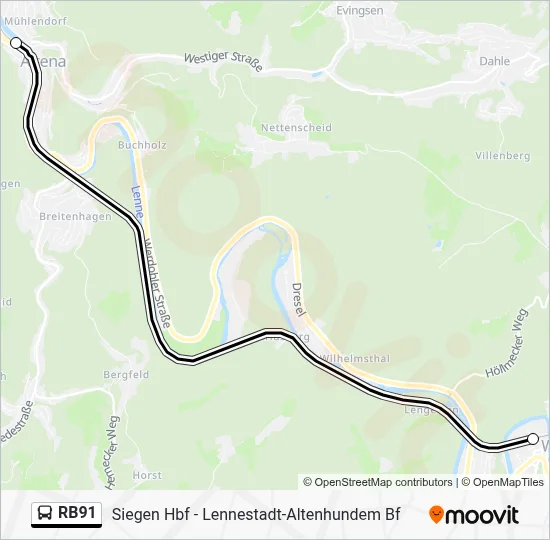 RB91 Bus Line Map