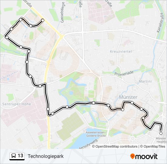 Автобус 13: карта маршрута