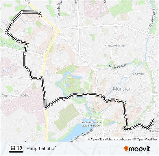 Автобус 13: карта маршрута