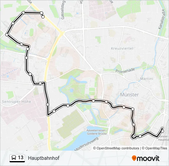 Автобус 13: карта маршрута