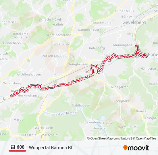 608 Bus Line Map