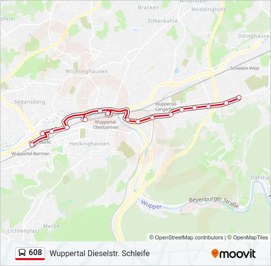 608 Bus Line Map