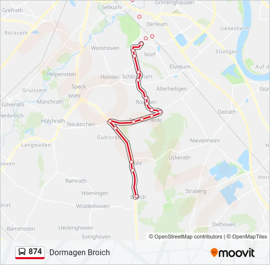 874 Bus Line Map