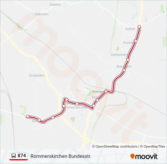 874 Bus Line Map