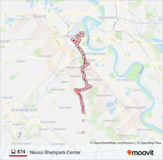 874 Bus Line Map