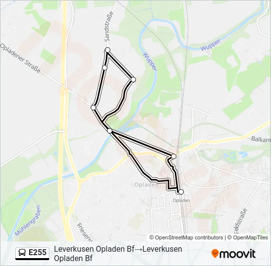 E255 Bus Line Map