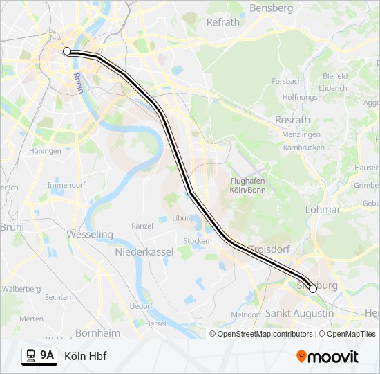 Поезд 9A: карта маршрута