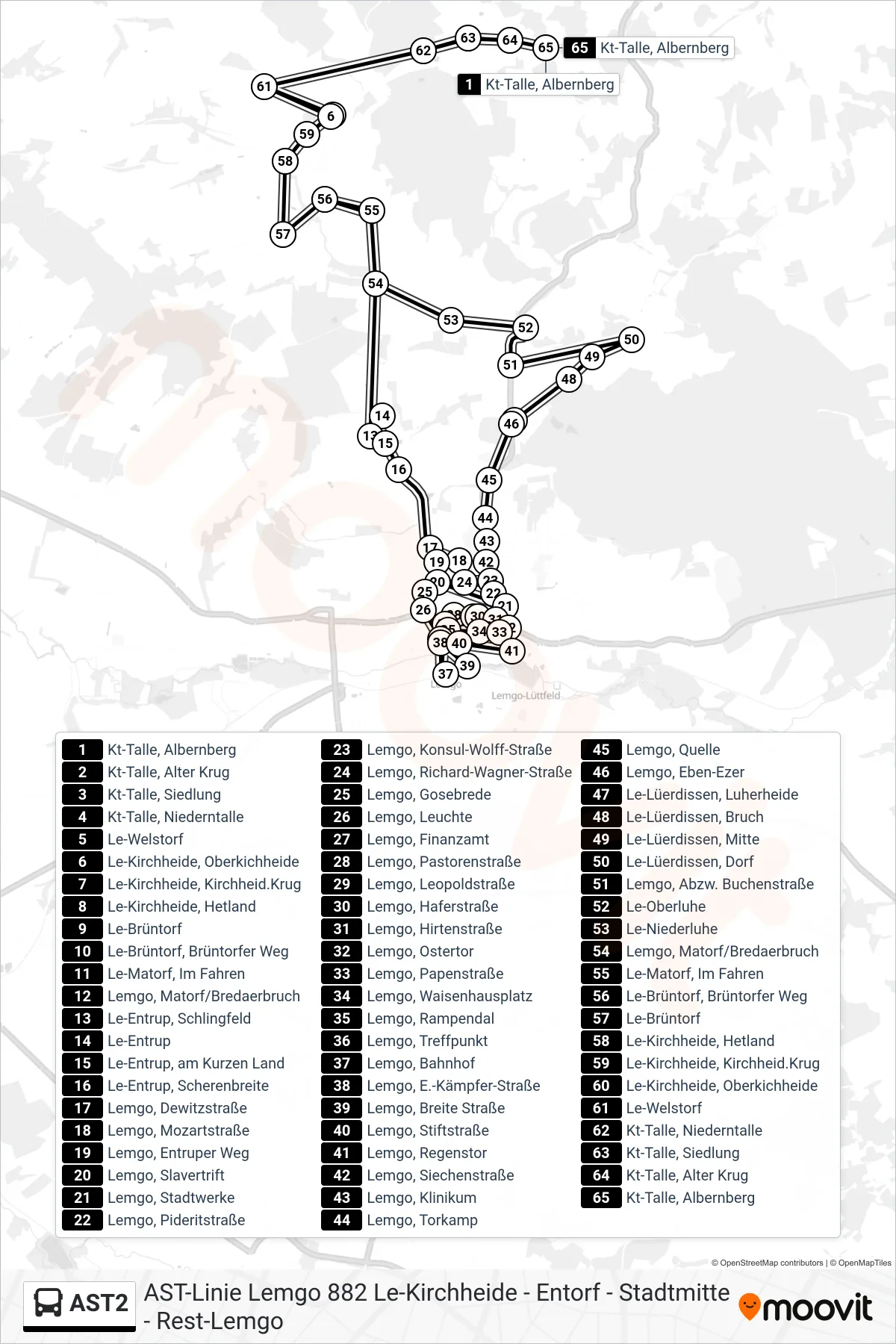 AST2 bus Line (Kt-Talle, Albernberg) route and stops on a map