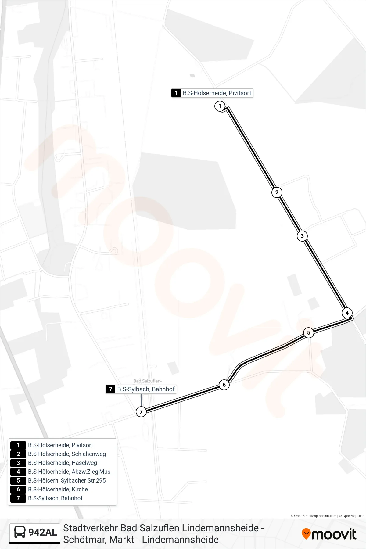 942AL bus Line (B.S-Sylbach, Bahnhof) route and stops on a map