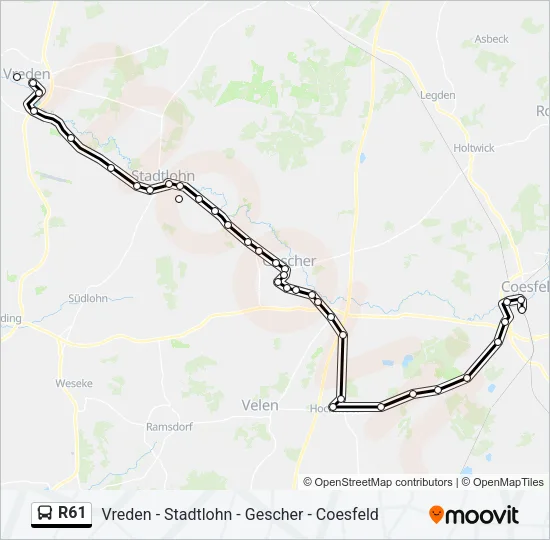 R61 Bus Line Map