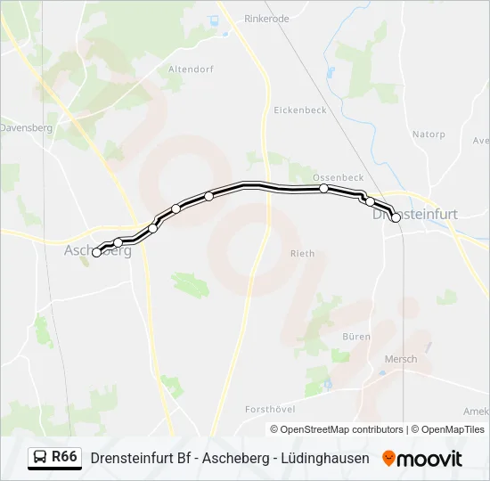 R66 Bus Line Map
