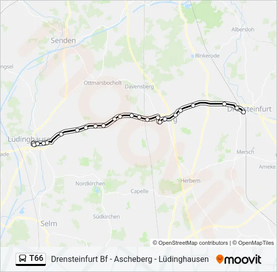 T66 Bus Line Map