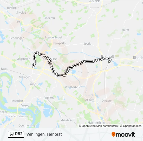 Автобус R52: карта маршрута
