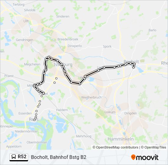 Автобус R52: карта маршрута