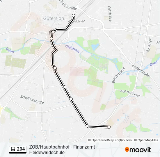 Автобус 204: карта маршрута