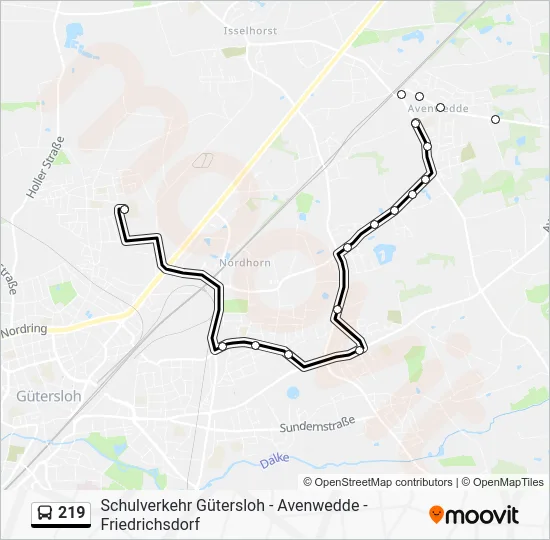 Автобус 219: карта маршрута