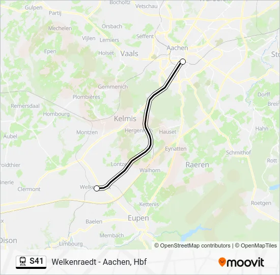 Поезд S41: карта маршрута