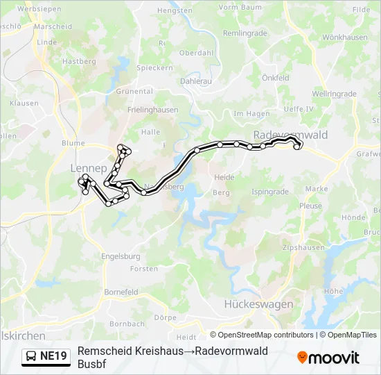 NE19 Bus Line Map