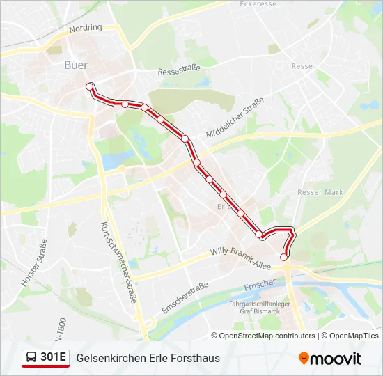 301E Bus Line Map