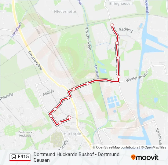E415 Bus Line Map