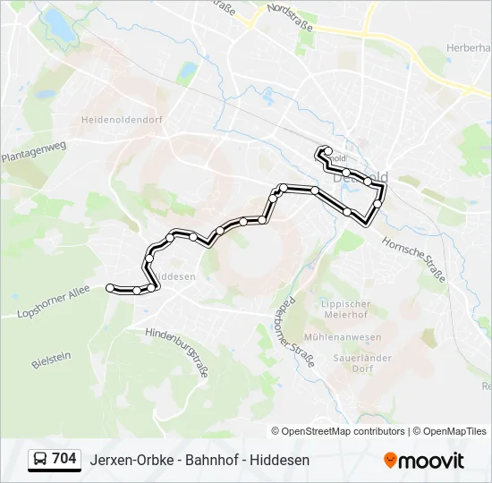 704 Bus Line Map