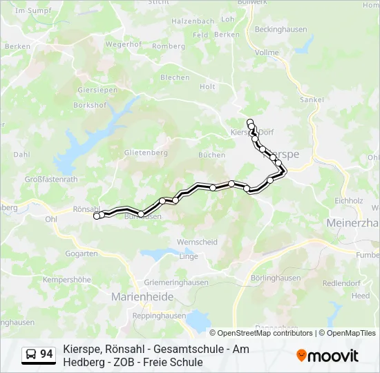 Автобус 94: карта маршрута
