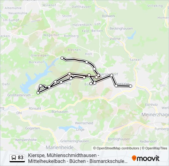 Автобус 83: карта маршрута