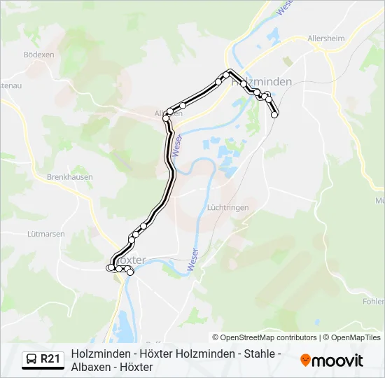 R21 Bus Line Map