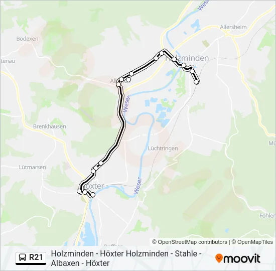 R21 Bus Line Map