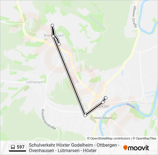 Автобус 597: карта маршрута