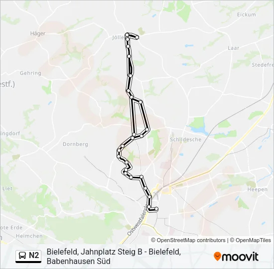 N2 Bus Line Map