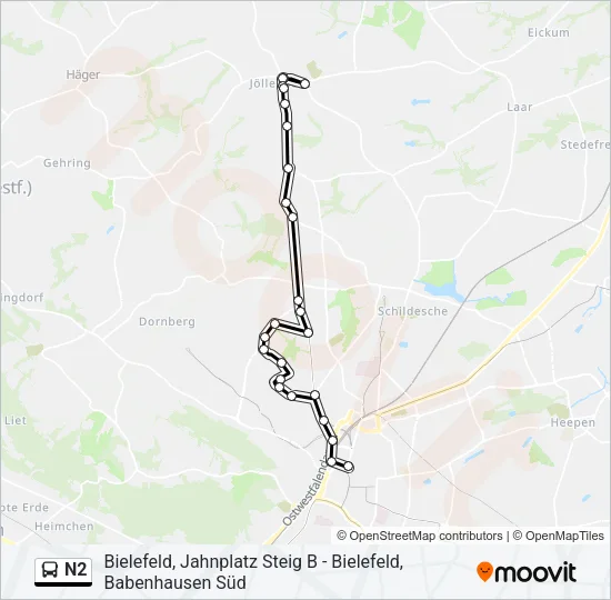 N2 Bus Line Map