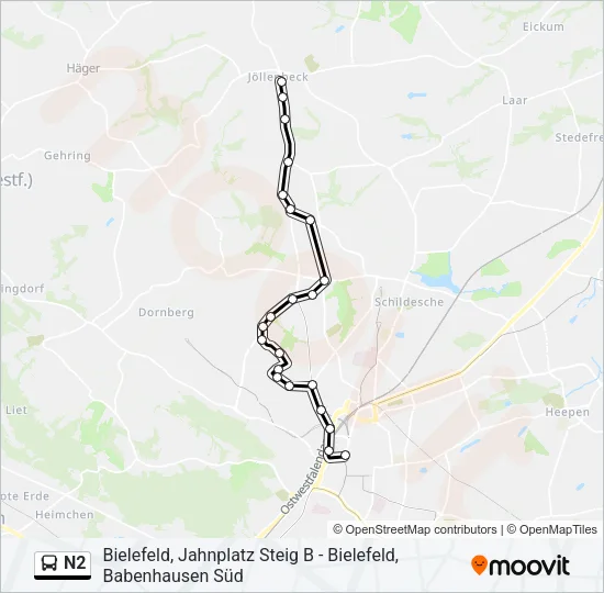 N2 Bus Line Map