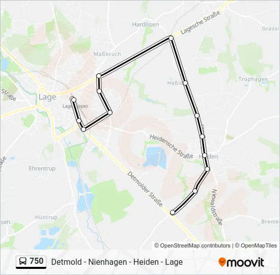 Автобус 750: карта маршрута