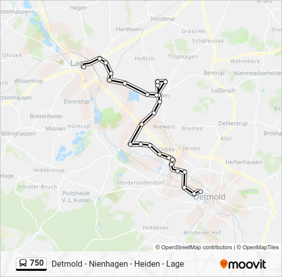 Автобус 750: карта маршрута