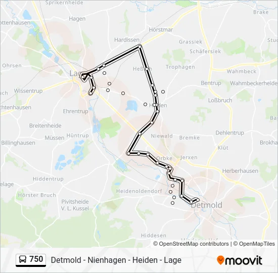 Автобус 750: карта маршрута