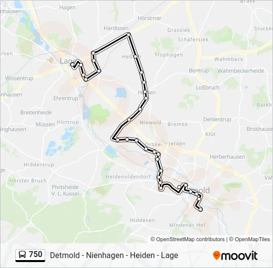 Автобус 750: карта маршрута