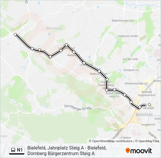 Автобус N1: карта маршрута