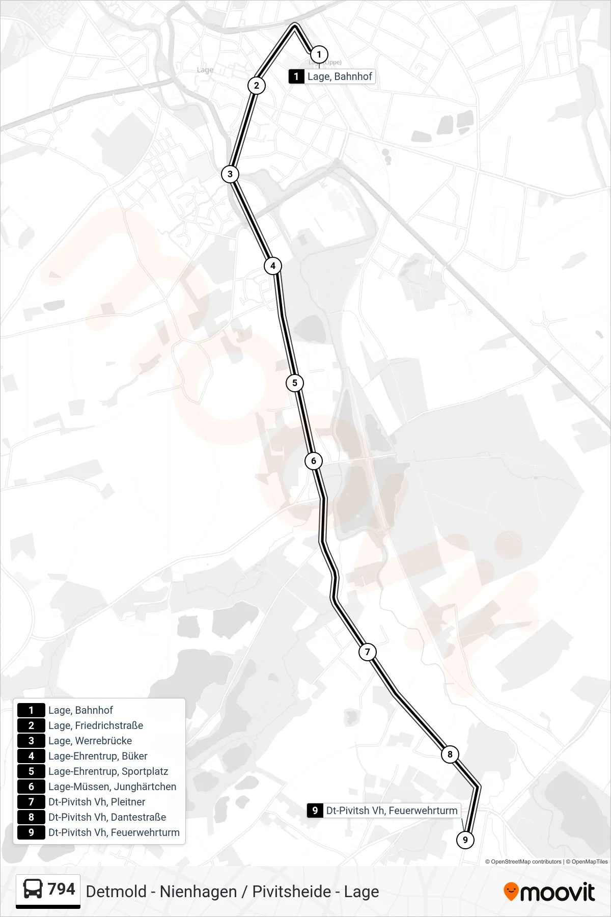 Linie 794 (Bus) Richtung Dt-Pivitsh Vh, Feuerwehrturm: Route und Haltestellen auf der Karte