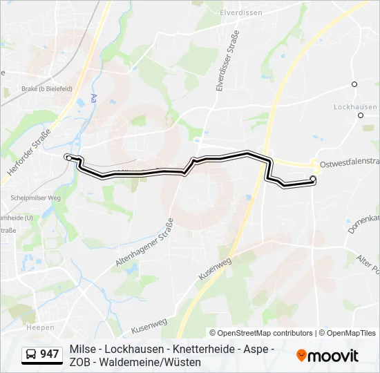947 Bus Line Map