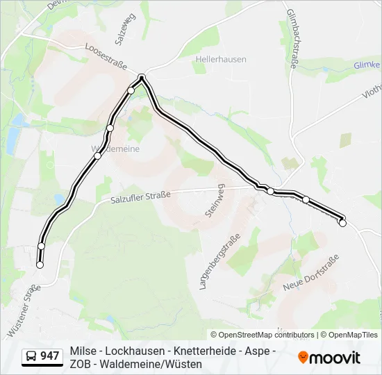 947 Bus Line Map