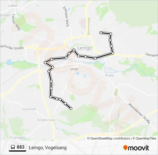 883 Bus Line Map