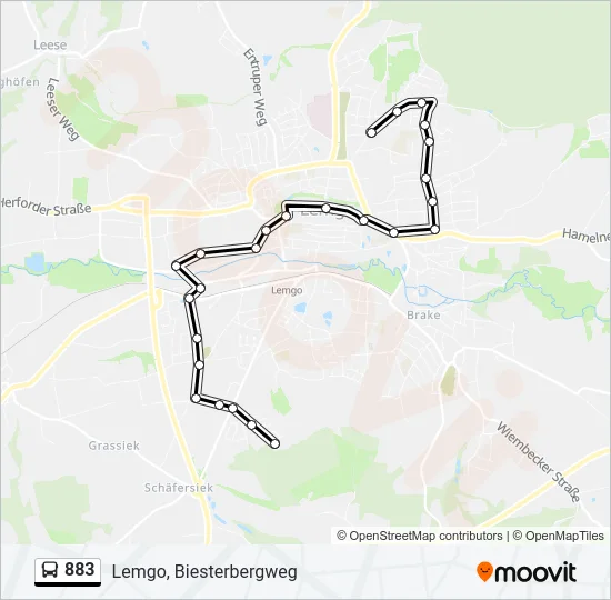 883 Bus Line Map