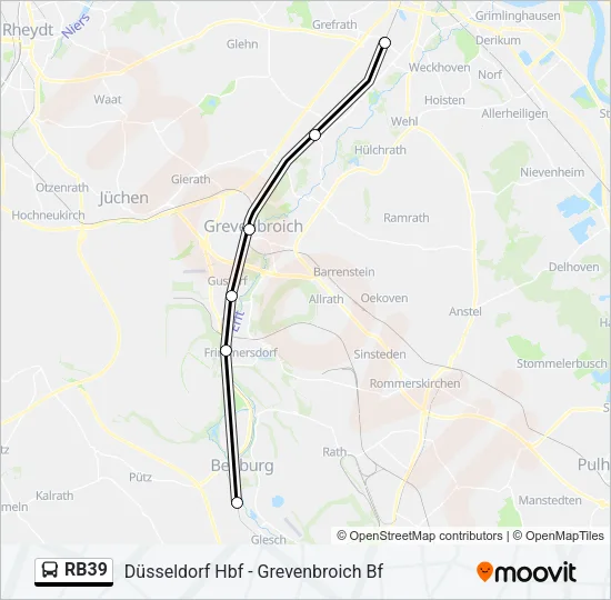 Автобус RB39: карта маршрута