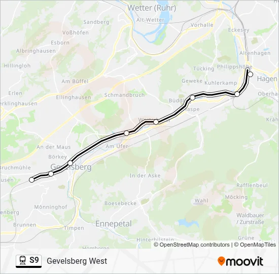 S9 Train Line Map