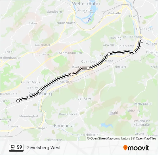 S9 Train Line Map