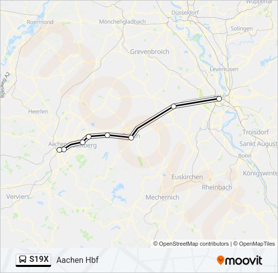 Автобус S19X: карта маршрута